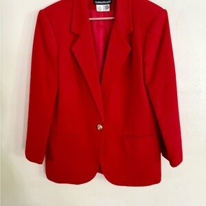 Vintage Savannah Bold Red 100% Wool Blazer, Size: 10 Petite